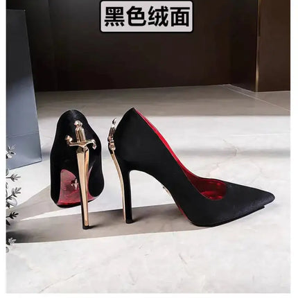 Scarpe da Donna di Design di Lusso, Tacchi Alti a Punta Stiletto con Design a Scettro e Spada Dorata, Moda Regina 2026, Zapatos De Mujer platinumshop