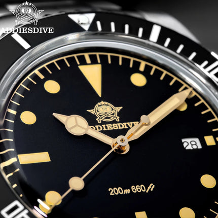 ADDIESDIVE 39mm Men's Analog Quartz Watch Ceramic Bezel K1 Domed Glass 200m Water Resistance C3 Super Luminous  Men's Dive Watch