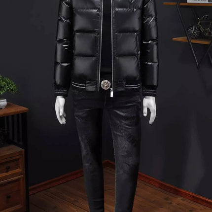 Autumn Winter New Men's Trendy American Style High Street Down Jacket Elegant Casual Stand Collar Padded Coat Mens Clothing