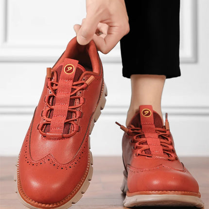 Men's Leather Casual Oxford Shoes, Breathable Anti-Slip Soft Sole Fashion Sneakers for Business Walking and Daily Wear