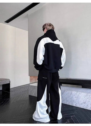 LUZHEN Street Wear Sports Two-piece Sets Men's Fashion Autumn 2025 New Color Contrast Splicing Loose Casual Pants Hoodies JY3686 PlatiNum
