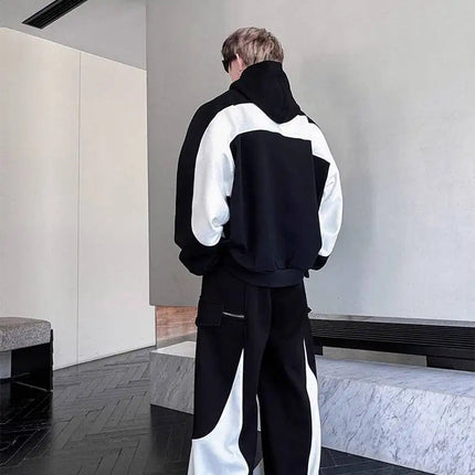 LUZHEN Street Wear Sports Two-piece Sets Men's Fashion Autumn 2025 New Color Contrast Splicing Loose Casual Pants Hoodies JY3686 PlatiNum