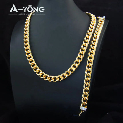 Set di gioielli Hip Hop di lusso placcato oro 21k Dubai Fashoin Collana a catena cubana Arabo Donna Uomo Punk Evento Gioielli per feste platinumshop