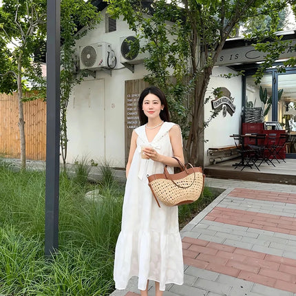 2025 Y2k Retro Literary Fashion Versatile Casual Tote Bag Shoulder Bag Large Capacity Grass Woven Bag Women's Bag