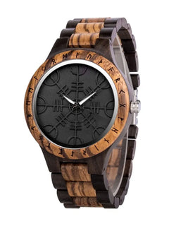 BOBO BIRD Watches For Man Viking Odin Rune Men Quartz Wristwatches Cultural Totem Dail With Wooden Strap Reloj De Hombre