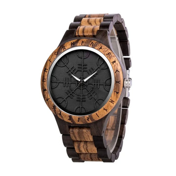 BOBO BIRD Watches For Man Viking Odin Rune Men Quartz Wristwatches Cultural Totem Dail With Wooden Strap Reloj De Hombre