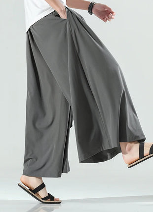 Abbigliamento da uomo in stile cinese estate sottile seta di ghiaccio pantaloni larghi Casual da uom