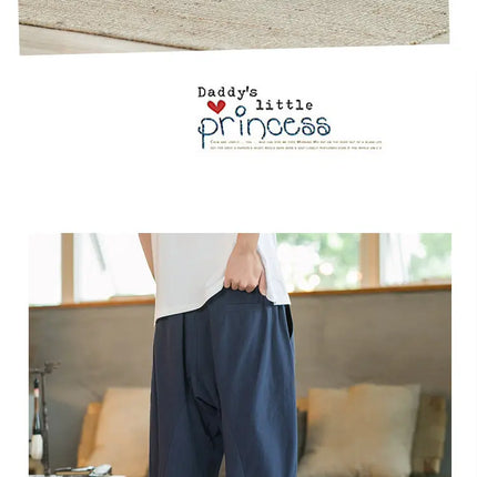 Pantaloni di lino da uomo in stile cinese Pantaloni a gamba larga da uomo con cavallo basso Pantaloni da uomo HipHop Pantaloni al polpaccio Pantaloni da pista Streetwear
