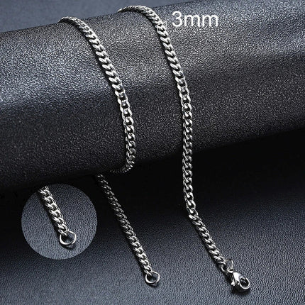 3-11MM Classic Cuban Chain Necklace for Men Women,Silver Black Gold Grey Color Stainless Steel Chains,Basic Punk Jewelry Gift PlatiNum