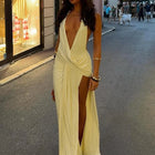 Nibber Colletto incrociato Abito estivo Donna Halter scollo a V Backless Spacco laterale Solido senza maniche Sottile Vacanza sexy Prom Party Abiti