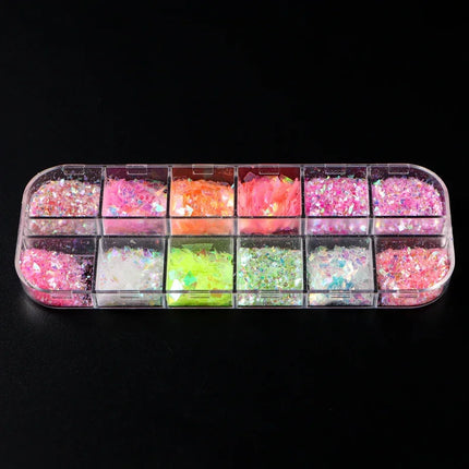 12 Grids Aurora Chameleon Nail Glitter Flakes Irregular Crystal Glass Sequins Powder Shiny Mermaid Paillette Nail Art Decoration 2026