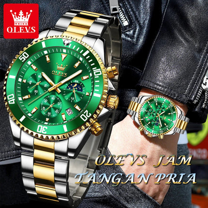 OLEVS Orologi da uomo Orologio di lusso delle migliori marche da uomo Cronografo originale impermeabile in acciaio inossidabile Fasi lunari Data Quadrante Rota platinumshop