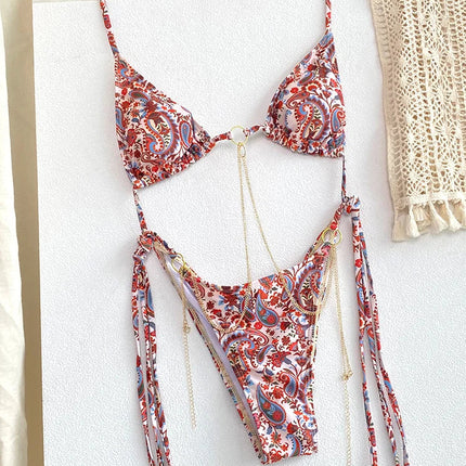 Catene a triangolo sexy Set bikini Micro perizoma Costume da bagno donna Costume da bagno Biquini Fasciatura Costumi da bagno Stampa Costumi da bagno Perizoma Bikini platinumshop