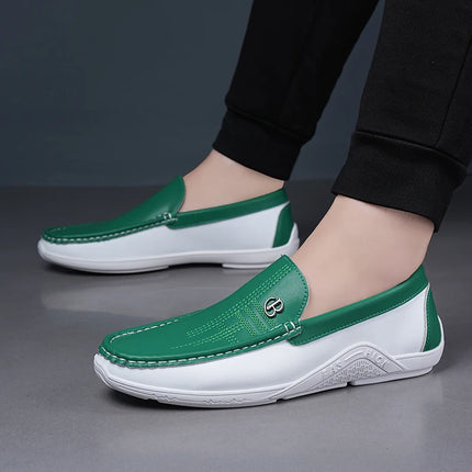 Mocassini Casual da Uomo alla Moda, Comodi e Morbidi, Scarpe Slip-On Trendy Antiscivolo in Pelle per Uso Quotidiano - 6601