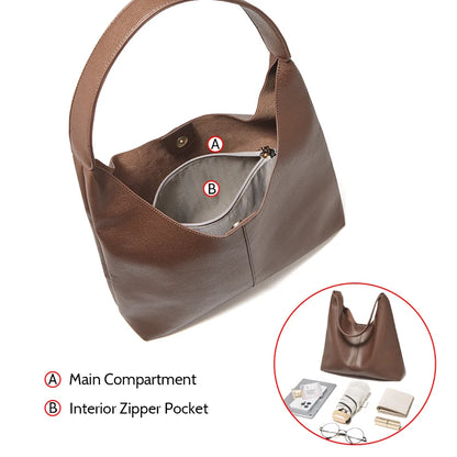 FOXER Minimalism Split Leather Women Shoulder Underarm Bag 2025 New Solid Casual Hobo Bag Female Daliy Tote Bag Purse