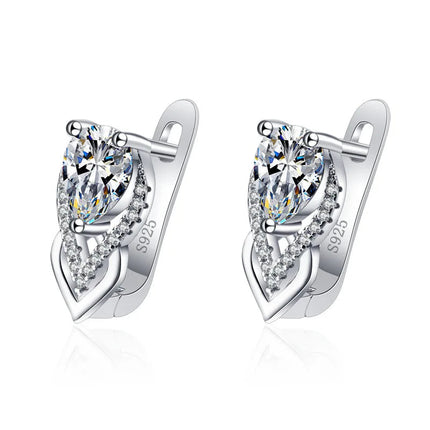 Orecchini in argento sterling 925 gioielli di alta qualità retrò modello semplice orecchini con zirconi bianchi viola vendita calda platinumshop