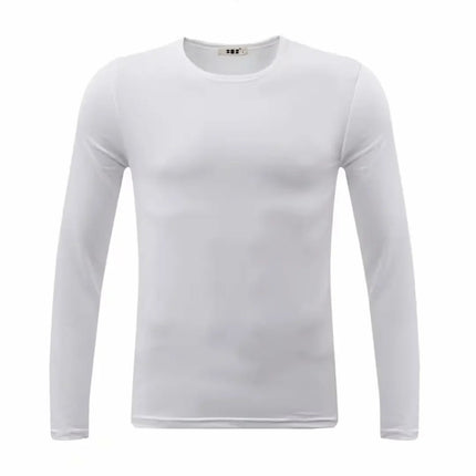Men's Long Sleeve Thermal Underwear Fleece Lined Thick T-Shirt round Neck Slim Fit Base Shirt Pure Color Inner Wear Autumn Top PlatiNum