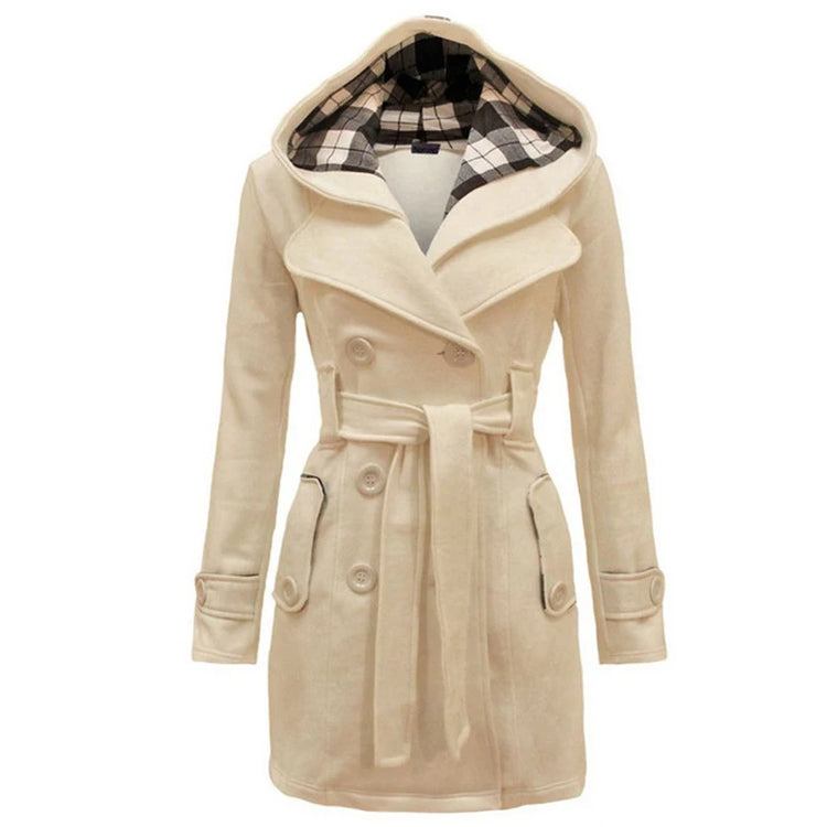Fashion Woolen Coat Women Warm Fleece Jacket With Belts Double Breasted Solid Casual Jacket 2022 Winter Vintage Slim Ladies Coat