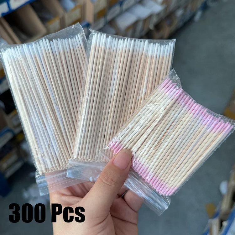 400pcs Pink Double Head Nail Art Cuticle Pusher Remover 7CM Orange Wood Sticks Cotton Swab Clean Tool for Nail Rhinestone Makeup 2028