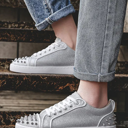 2025 New Men's Casual Shoes Comfortable Soft Punk Style Board Shoes Fashion Nail Anti Slip Wear Resistant Personalized Sneakers