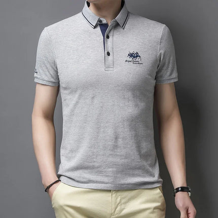 Men's Embroidered Short Sleeve Polo Shirt Casual Fashion Comfortable Summer Top