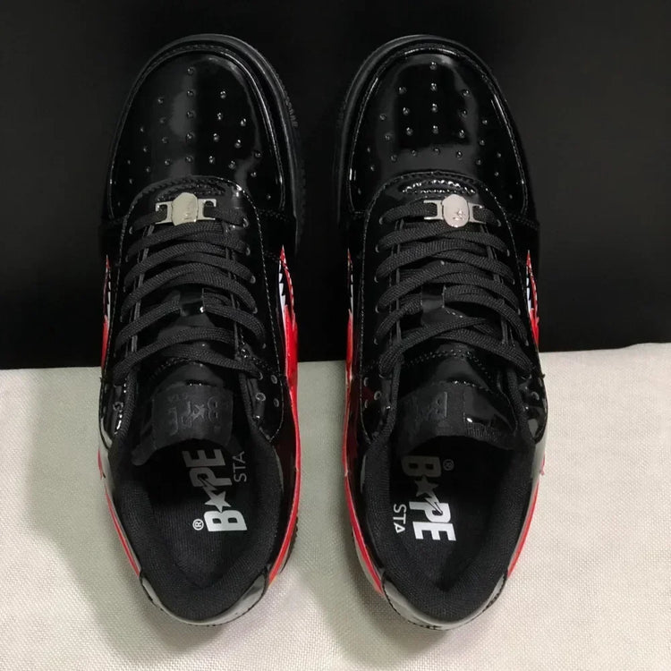A BATHING APE Men All Black Shark BAPESTA Casual Plarfom Shoes Unisex Women Slip-Resistant Outdoor Soft Walking Sneakers