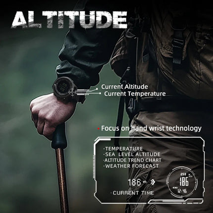 NORTH EDGE APACHE-46 Orologio digitale da uomo Sport all'aria aperta Corsa Nuoto Orologi sportivi all'aria aperta Altimetro Barometro Bussola WR50M platinumshop