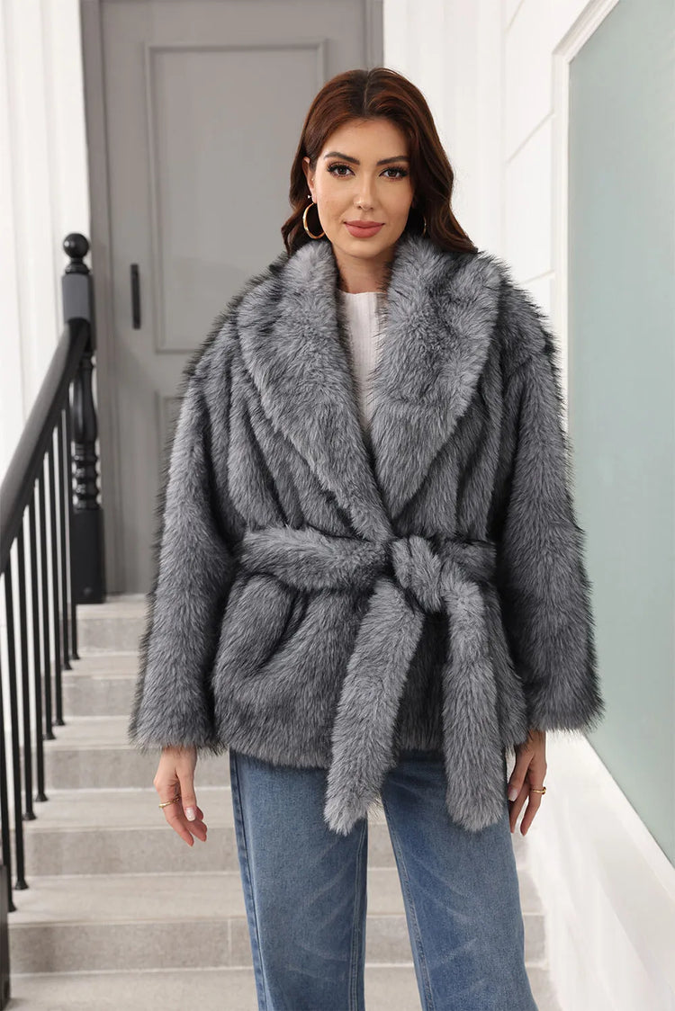 ZADORIN Luxury Belted Mid Long White Faux Fur Coat For Woman Clothes Winter Oversize Fluffy Jacket Fox Fur Faux Coat Outerwears