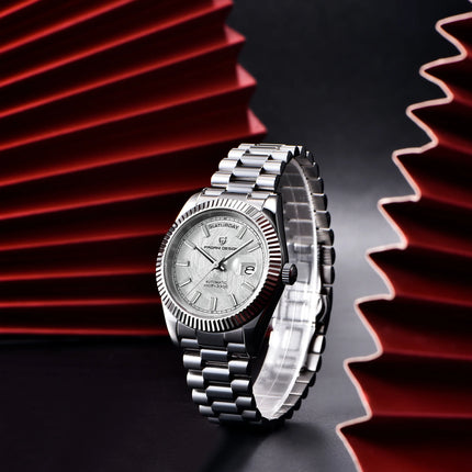 PAGANI DESIGN Nuovo Orologio da Uomo 40mm con Calendario Settimanale, Acciaio Inossidabile, Impermeabile 100M, Vetro Zaffiro AR, Movimento Giapponese di Lusso