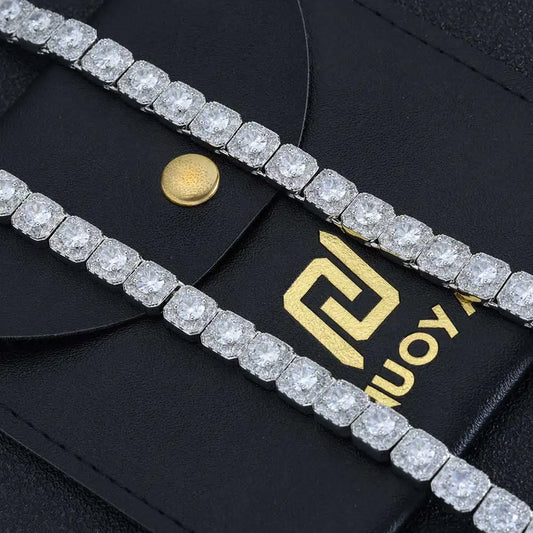 7MM 5A zircone Cluster Tennis Chain Iced Out Square Sparkling CZ Link collana regalo di anniversario per lui o per lei gioielli Hip Hop