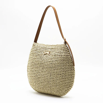 Borsa a Spalla da Donna Estiva in Paglia Intrecciata, Borsa Grande Capacità Artigianale in Rattan, Borsa Tote di Lusso Designer da Spiaggia