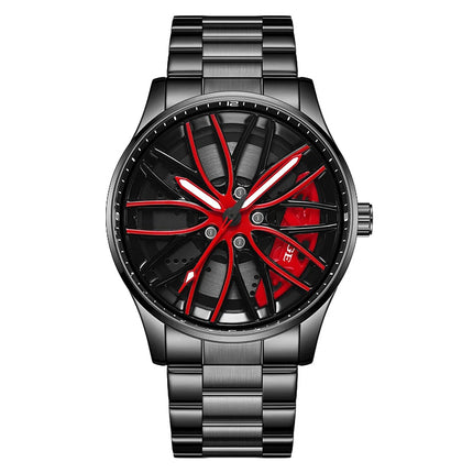 Orologio da Uomo LIGE di Lusso al Quarzo, Sportivo, Impermeabile, in Acciaio Inossidabile, Luminoso, con Quadrante a Forma di Ruota d'Auto, Elegante Orologio da Uomo per Affari platinumshop