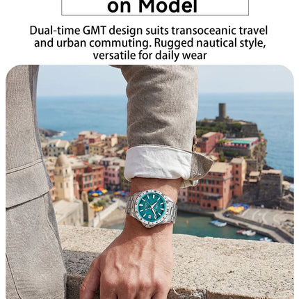 ADDIESDIVE GMT Men Quartz Watch Sapphire Crystal Swiss Ronda 515-24H Dual Time BGW9 Super Luminous 20Bar Waterproof Diver Watch