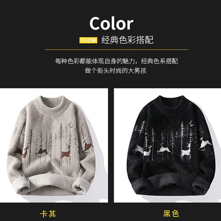 Winter new style Men's Sweater Long sleeve Letter Pattern Men Fashion Sweaters Thicken Warm Wool Pullovers Sweater
