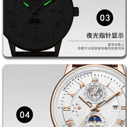 2024 Orologio da uomo alla moda Orologio da polso da uomo sportivo di lusso alla moda Orologio da uomo al quarzo con data in pelle luminosa impermeabile Orologio da uomo platinumshop
