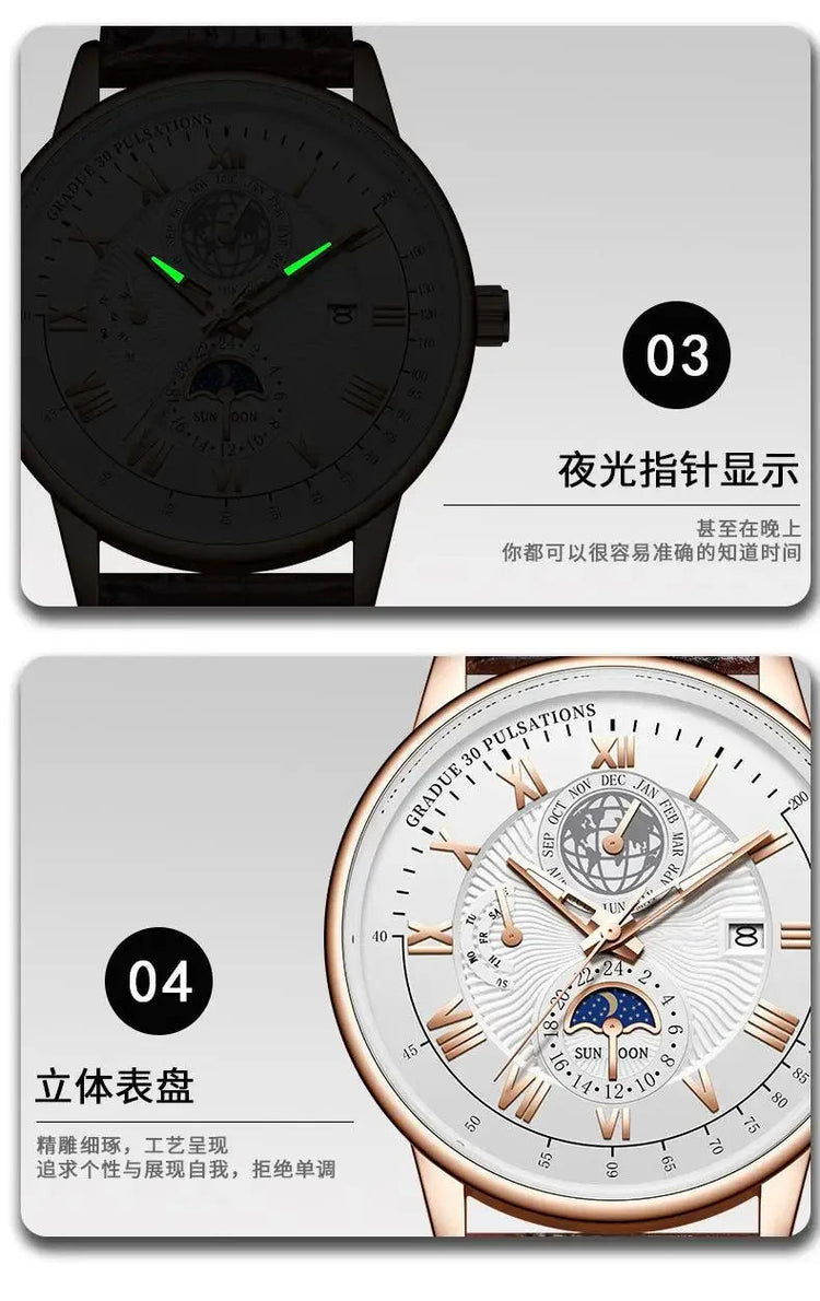 2024 Orologio da uomo alla moda Orologio da polso da uomo sportivo di lusso alla moda Orologio da uomo al quarzo con data in pelle luminosa impermeabile Orologio da uomo platinumshop