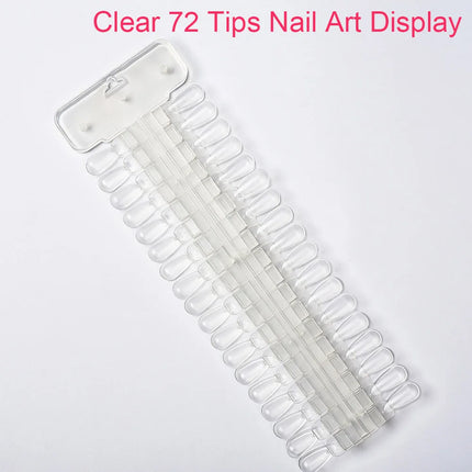 72 Tips Natural Clear False Nail Art Display Square Sticker Palette Chart Practice UV Gel Polish Board for Nail Studio 2027
