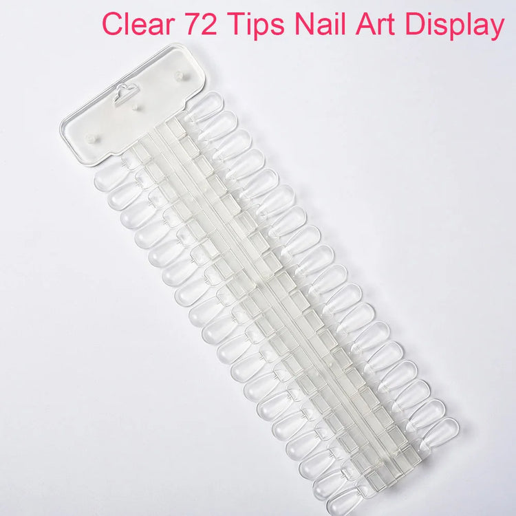 72 Tips Natural Clear False Nail Art Display Square Sticker Palette Chart Practice UV Gel Polish Board for Nail Studio 2027
