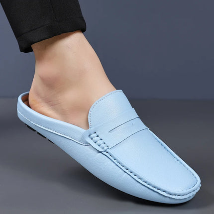 YRZL mocassini estate Slip on mezze scarpe per uomo pantofole in pelle PU Casual traspirante comodi mocassini mocassini scarpe Casual da uomo