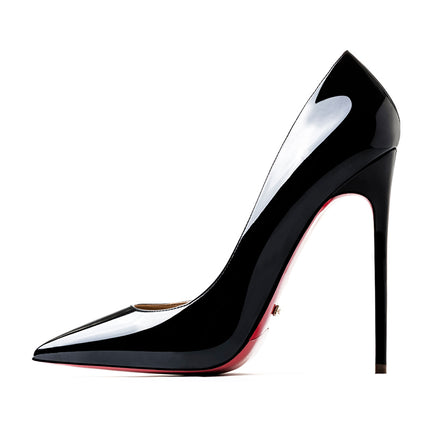 HLTINO nero punta a punta tacchi inferiori rossi moda donna primavera estate décolleté scarpe in vera pelle per scarpe da donna da festa quotidiana