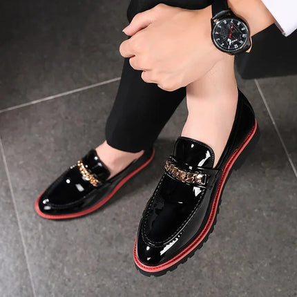 Scarpe da Uomo Trendy, Mocassini di Design con Catena Metallica, Scarpe Eleganti da Lavoro, Nuove Scarpe Casual in Pelle Slip-on, Scarpe da Cerimonia