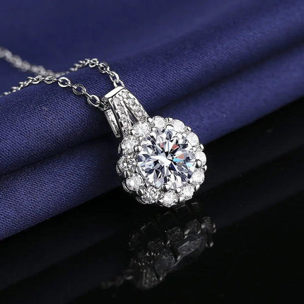 925 Sterling Silver Necklace For Women Round Pendent Sparkling Pave CZ Necklace Fashion Anniversary Birthday Jewelry Gifts N325 PlatiNum