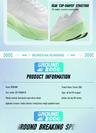 IRUNSVAN Surface 2000 Nylon Running Shoes for men Professional High Springback Training Women Outdoor Fitness Sport Shoes  ﻿ PlatiNum