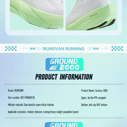 IRUNSVAN Surface 2000 Nylon Running Shoes for men Professional High Springback Training Women Outdoor Fitness Sport Shoes  ﻿ PlatiNum