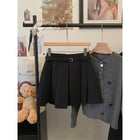 MEXZT Streetwear Woolen Mini Skirt Women Fashion Harajuku with Belt Black Pleated Skirts Fall Winter Preppy Korean A Line Faldas PlatiNum