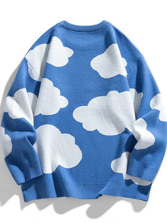 Oversized Cloud Sweaters Men Autumn Vintage Graphic Knitted Sweaters Fashion Streetwear Waveform Pullovers Homme Men Clothing