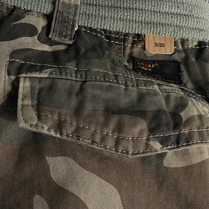 Heavyweight Camouflage Pants Men Clothing Multi-pockets Solid Color Patchworked Outdoor Trousers Retro Cargo Casual Wear Jogger
