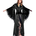 Vestaglie da donna Indumenti da notte Pigiama kimono Puro lungo raso di seta nera con finiture in pizzo Abito fotografico Abito da sposa Abito da sposa Servizio fotografico