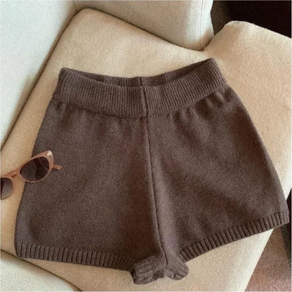 Hot Sexy Knit Shorts Women Korean Fashion Casual Outerwear Sheath Mini Pants 2025 Spring Solid Versatile Y2k Streetwear