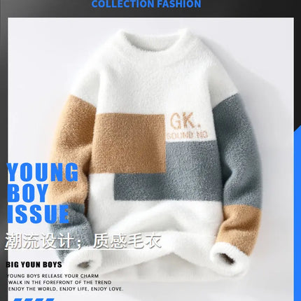 Sweaters men 2025 Winter Letter pattern thick sweater men Student youth sweaters autumn Men's wool pullovers full size S-3XL